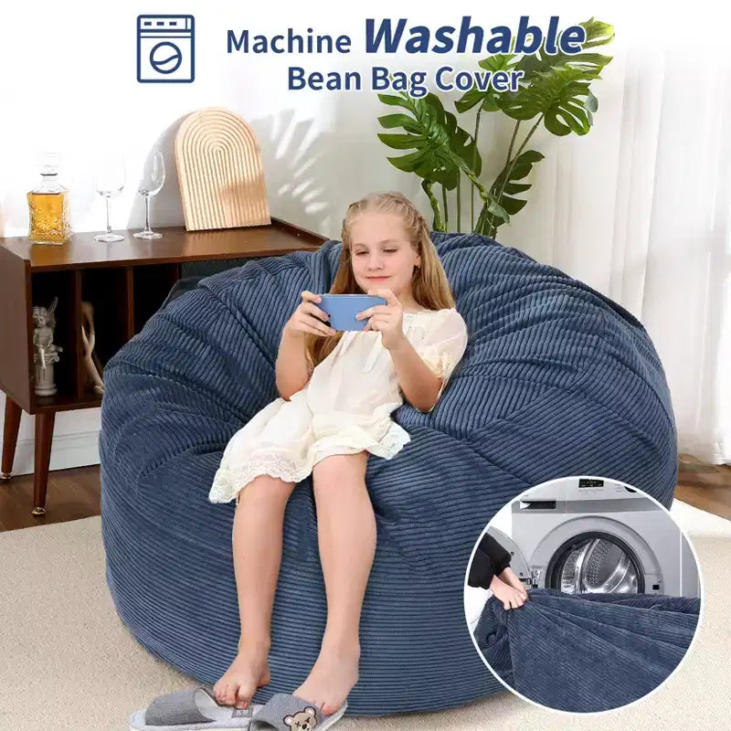 2 In 1 Bean Bag Chairs, Large Bean Bag Chairs, Convertible Floor Cushions for Adults, Giant Bean Bag Bed