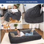 2 In 1 Bean Bag Chairs, Large Bean Bag Chairs, Convertible Floor Cushions for Adults, Giant Bean Bag Bed