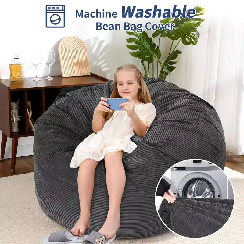 2 In 1 Bean Bag Chairs, Large Bean Bag Chairs, Convertible Floor Cushions for Adults, Giant Bean Bag Bed