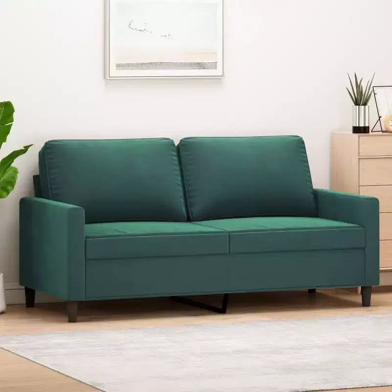 vidaXL Canapé élégant à 2 places vert foncé - Rembourrage en velours - Design moderne pour le salon, le bureau ou l'espace détente - Sièges confortables remplis de mousse