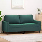 vidaXL Canapé élégant à 2 places vert foncé - Rembourrage en velours - Design moderne pour le salon, le bureau ou l'espace détente - Sièges confortables remplis de mousse