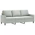 vidaXL 3-Seater Velvet Sofa - Light Gray Modern Couch with Comfortable Padding and Stable Metal Frame for Living Room or Lounge Area