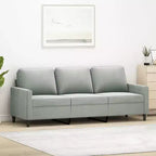 vidaXL Canapé 3 places en velours - Gris clair, moderne avec rembourrage confortable et structure en métal stable pour salon ou espace de détente