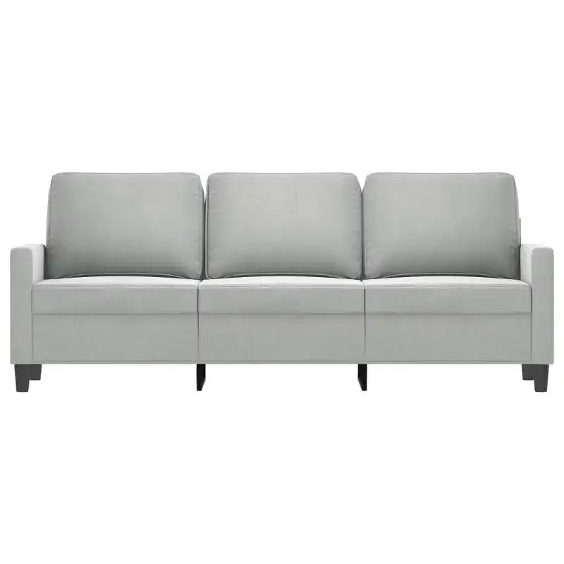 vidaXL Canapé 3 places en velours - Gris clair, moderne avec rembourrage confortable et structure en métal stable pour salon ou espace de détente