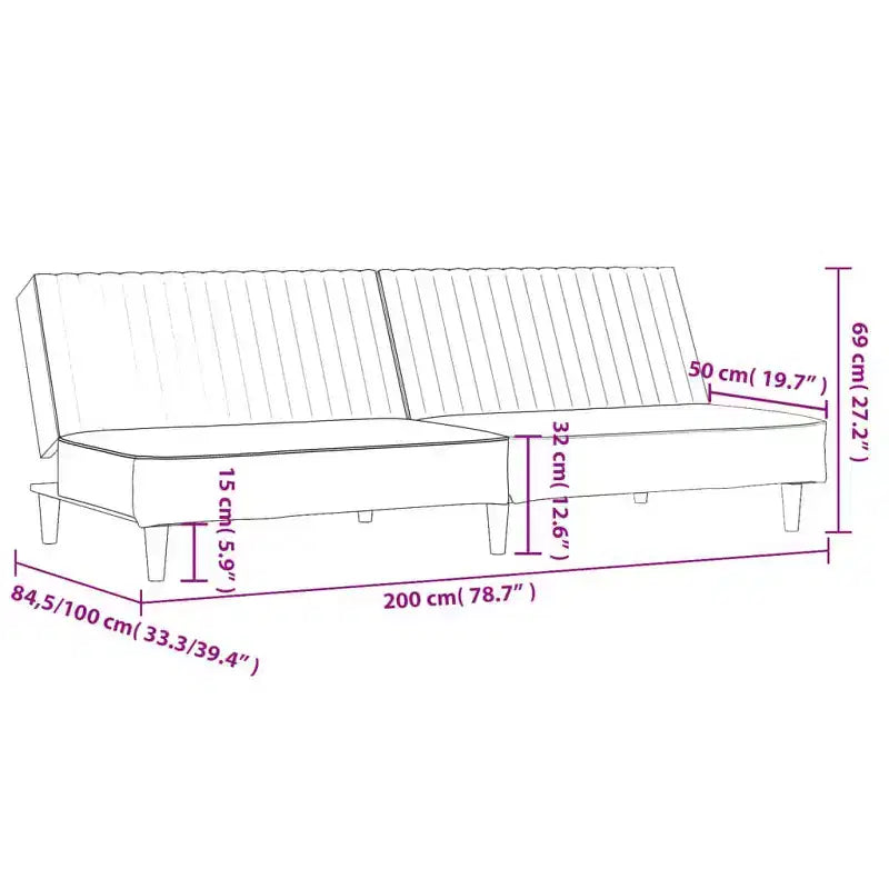 vidaXL Canapé-lit 2 places en velours – Causeuse convertible, Gris foncé, Couchage polyvalent pour salon/chambre d'étudiant/bureau