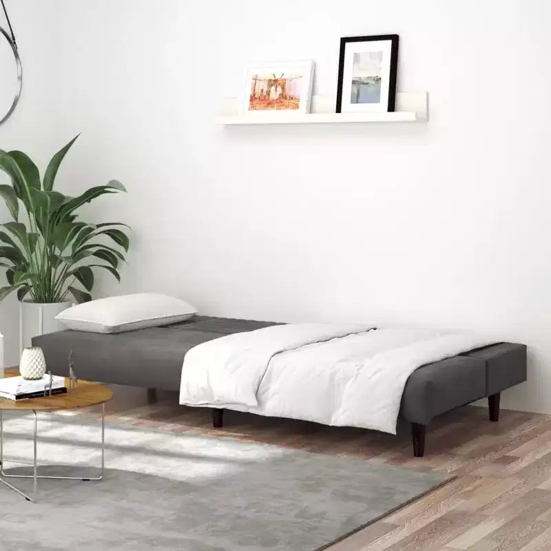 vidaXL Canapé-lit 2 places en velours – Causeuse convertible, Gris foncé, Couchage polyvalent pour salon/chambre d'étudiant/bureau