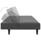 vidaXL Canapé-lit 2 places en velours – Causeuse convertible, Gris foncé, Couchage polyvalent pour salon/chambre d'étudiant/bureau