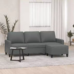 vidaXL Ensemble canapé 3 places et repose-pieds – Tissu gris foncé, Cadre en contreplaqué/métal, Confort épais et rembourré pour salon ou bureau