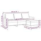 vidaXL Ensemble canapé 3 places et repose-pieds – Tissu gris foncé, Cadre en contreplaqué/métal, Confort épais et rembourré pour salon ou bureau
