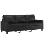 vidaXL Sofa Accent 3-Seater Couch Sofa Armchair with Footstool Faux Leather - Black