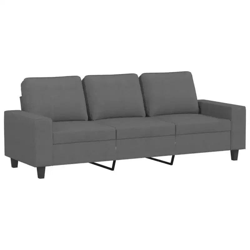 vidaXL Canapé 3 places moderne avec repose-pieds gris foncé - Meuble de salon confortable avec cadre en métal et revêtement en tissu