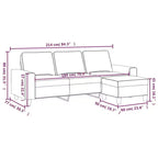 vidaXL Canapé 3 places moderne avec repose-pieds gris foncé - Meuble de salon confortable avec cadre en métal et revêtement en tissu