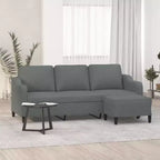 vidaXL Canapé 3 places avec repose-pied Gris foncé