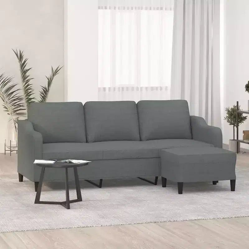 vidaXL Canapé 3 places avec repose-pied Gris foncé