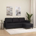 vidaXL Faux Leather 3-Seater Sofa and Footstool Set, Black, Elegant Design, Easy to Clean, for Living Room, Lounge, and Bedroom