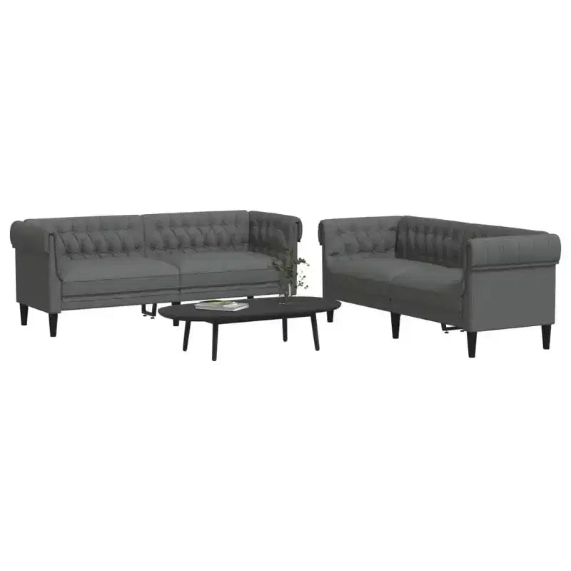 vidaXL Dark Gray Modern Sofa Set - 2 & 3 Seater: Living Room Furniture, Sturdy Wood Frame, Comfortable Fabric