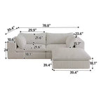 78.8 Blue Cloud Sofa with Ottoman, Corduroy Fabric Deep Seat Couches Double-layer design,Removable Cushion No Assembly