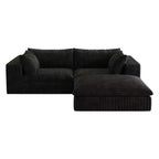 78.8 Blue Cloud Sofa with Ottoman, Corduroy Fabric Deep Seat Couches Double-layer design,Removable Cushion No Assembly