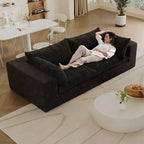 78.8 Canapés d'angle en velours côtelé bleu, canapé nuage pour salon, double épaisseur, coussin amovible