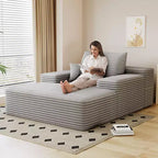 68 x 51 Oversized Upholstered Sofa Bed Fluffy Plush Faux Fur Cloud Sofas Couches for Living Room Camel