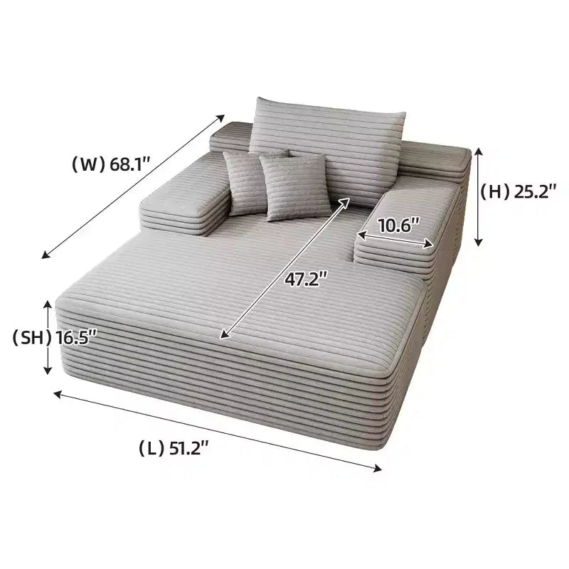 68 x 51 Oversized Upholstered Sofa Bed Fluffy Plush Faux Fur Cloud Sofas Couches for Living Room Camel