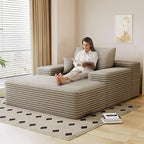 68 x 51 Oversized Upholstered Sofa Bed Fluffy Plush Faux Fur Cloud Sofas Couches for Living Room Camel