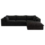 118.2 Blue Cloud Sofa with Ottoman, Corduroy Fabric Deep Seat Couches Double-layer design,Removable Cushion No Assembly