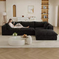 118.2 Blue Cloud Sofa with Ottoman, Corduroy Fabric Deep Seat Couches Double-layer design,Removable Cushion No Assembly
