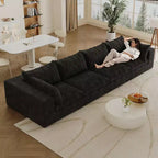 157.6 White 4 seats Corduroy Fabric Cloud Sofa Deep Seat Couches Double-layer design Removable Cushion No Assembly