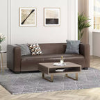 80.25  Light Brown 3-Seater Sofa For Living Room And Meeting Room No Assembly Required