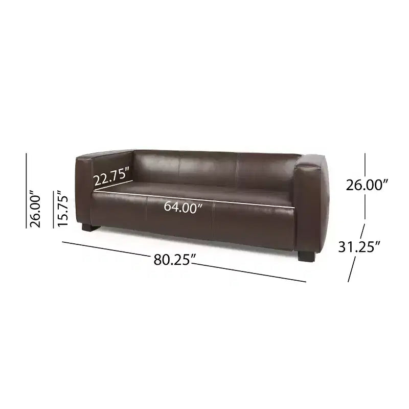 80.25  Light Brown 3-Seater Sofa For Living Room And Meeting Room No Assembly Required