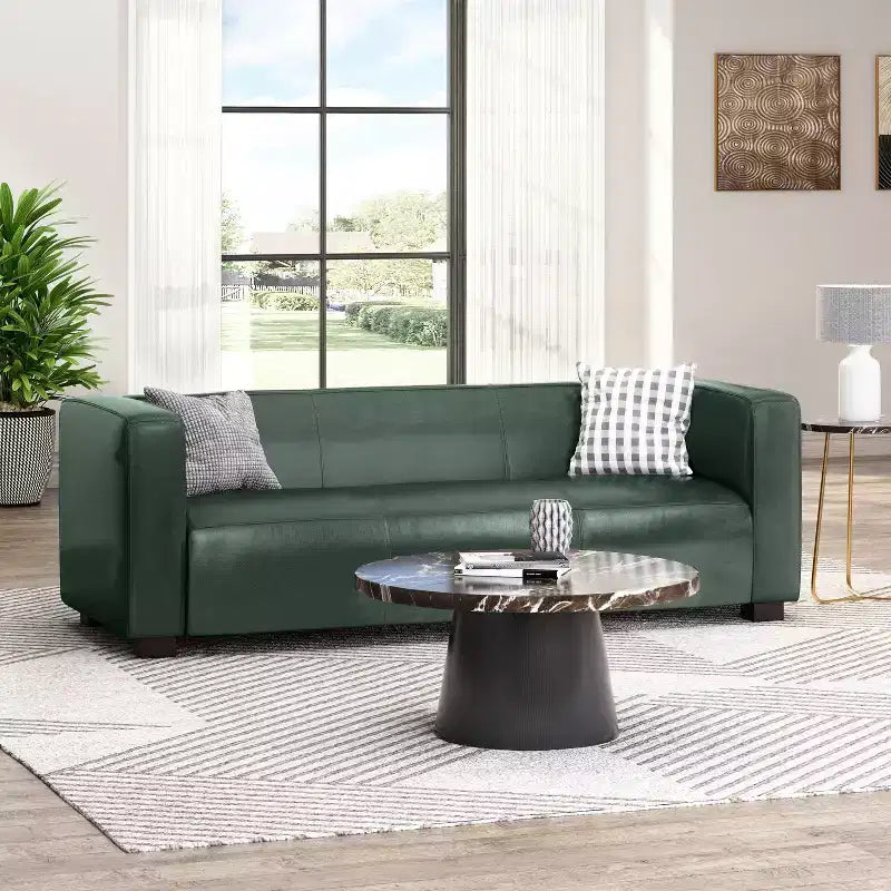 80.25  Light Brown 3-Seater Sofa For Living Room And Meeting Room No Assembly Required