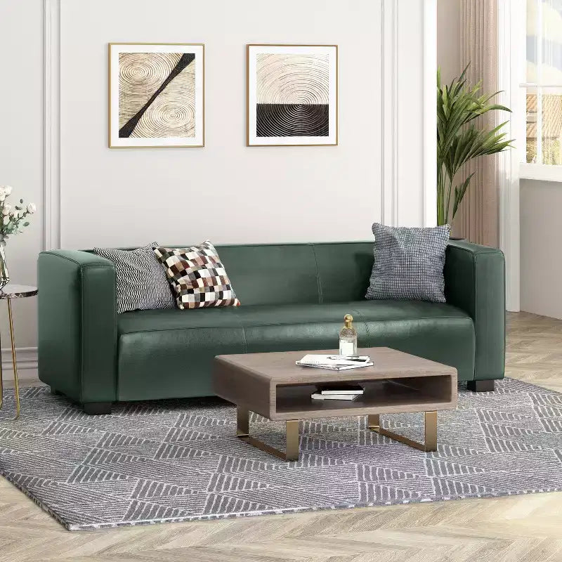 80.25  Light Brown 3-Seater Sofa For Living Room And Meeting Room No Assembly Required