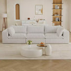 118.2 Blue Corduroy Fabric Deep Seat Couches Cloud Sofa for Living room Double-layer design Removable Cushion No Assembly