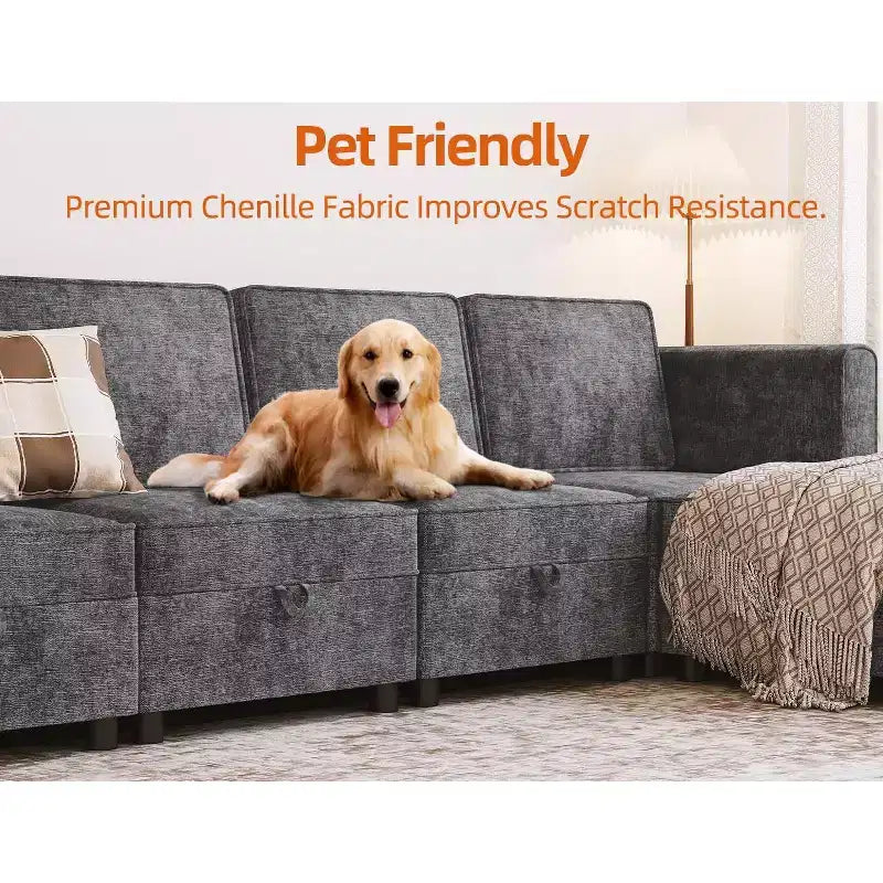 Storage Ottoman Modular Sectional Sofa Seat - 26 Grey Storage Cube for Living Room & Bedroom