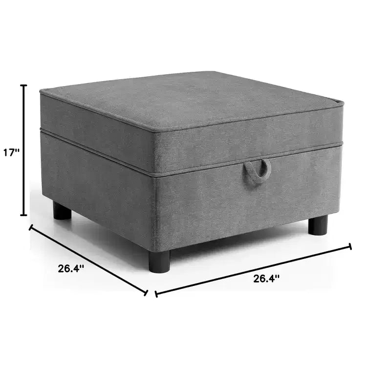 Storage Ottoman Modular Sectional Sofa Seat - 26 Grey Storage Cube for Living Room & Bedroom