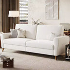 84 Sofa, 3 Seater Couch for Living Room, Modern Loveseat, Boucle Sofa with Deep Seats and Wide Armrests, Wood Legs, Easy Assembly, Dark Blue