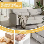 Canapé confortable de 80 po, canapé 3 places avec pieds en métal, canapé à assise profonde avec tissu de lin beige, canapé moderne pour salon, appartement, bureau, beige