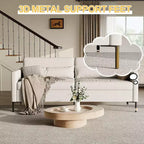 Canapé confortable de 80 po, canapé 3 places avec pieds en métal, canapé à assise profonde avec tissu de lin beige, canapé moderne pour salon, appartement, bureau, beige