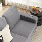 MAYEERTY 83.86 inch Modern Snowfleece Fabric Sofa with 3 Seater for Living Room Bedroom Office Gray