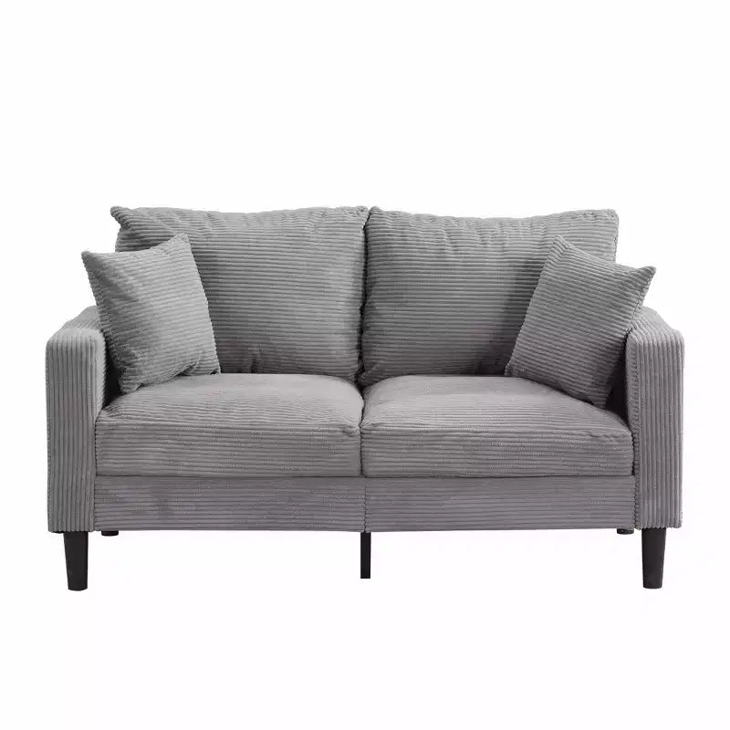 MAYEERTY Wooden Frame Loveseat Sofa Corduroy Comfortable for Living Room Small Space Gray
