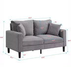 MAYEERTY Wooden Frame Loveseat Sofa Corduroy Comfortable for Living Room Small Space Gray