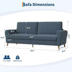 Acekool Boucle Loveseat - Modern 3-Seater Sofa with Wooden Legs, Plush Cushions & Streamlined Armrests