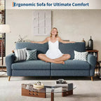 Acekool Boucle Loveseat - Modern 3-Seater Sofa with Wooden Legs, Plush Cushions & Streamlined Armrests