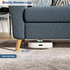 Acekool Boucle Loveseat - Modern 3-Seater Sofa with Wooden Legs, Plush Cushions & Streamlined Armrests