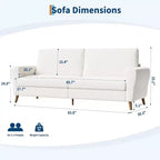 Acekool Boucle Loveseat - Modern 3-Seater Sofa with Wooden Legs, Plush Cushions & Streamlined Armrests