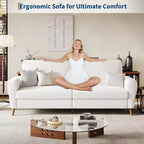 Acekool Boucle Loveseat - Modern 3-Seater Sofa with Wooden Legs, Plush Cushions & Streamlined Armrests