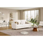 Acekool Boucle Loveseat - Modern 3-Seater Sofa with Wooden Legs, Plush Cushions & Streamlined Armrests