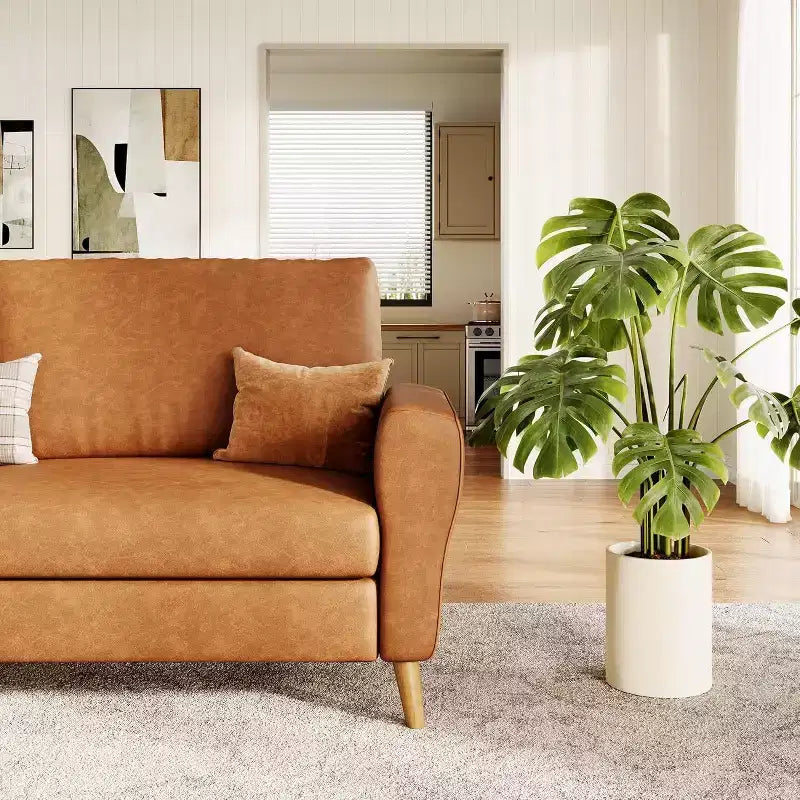 Acekool Boucle Loveseat - Modern 3-Seater Sofa with Wooden Legs, Plush Cushions & Streamlined Armrests
