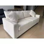 GustoWave 83W Modern 3-Seater Sofa with Deep Seat, Soft Fabric Living Room Sofa with Wide Armrest, Removable Washable Cushion Cover
